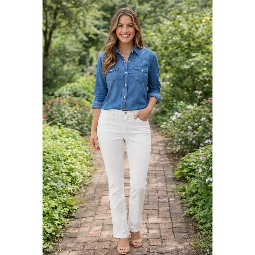 Denim & Co. How Slimming White Denim Jeans Plus Sz 18W A272958 Women